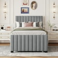 thumbnail image 3 of Harper & Bright Designs Twin Size Velvet Upholstered Platform Bed with Twin Size Trundle, Gray, 3 of 11