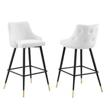 Modway Adorn Performance Velvet Bar Stool Set of 2 in White