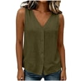 thumbnail image 2 of Noric Women's Sleeveless Button Up Tank Tops Summer V Neck Casual Solid Color Loose Fit Blouse, 2 of 6