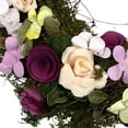 thumbnail image 5 of Northlight 14" Unlit Purple/White Flowers with Leaves and Berries Artificial Floral Spring Wreath, 5 of 8