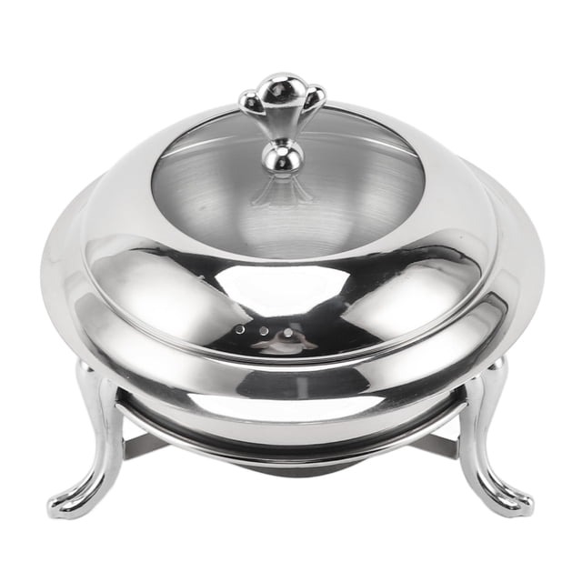 Ensemble de Buffets Ronds Anti-Frottement, Serveurs et Réchauds de Buffet en Acier Inoxydable, Serveur de Traiteur Portable, Plats Anti-Frottement pour Buffet avec Couvercle pour Fêtes, Événements, Mariage, Camping, Souper