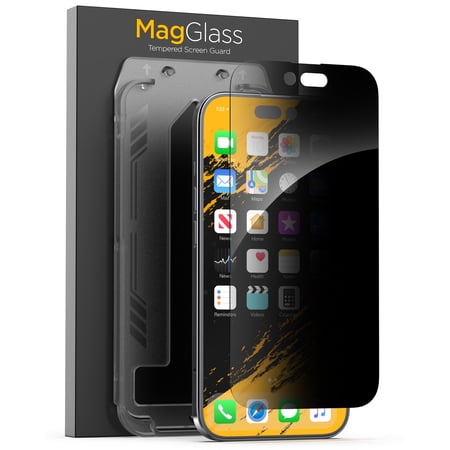 Magglass Privacy Screen Protector Designed for iPhone 15 Pro Max Privacy Tempered Glass, Anti Spy Tinted Screen Guard (Applicator Included)