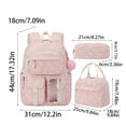 thumbnail image 2 of Girls 3Pcs School Backpack Bundle, Multi-compartment Corduroy Student Bookbag with Matching Lunch Tote & Pencil Pouch, Cute Printed Daypack for Elementary Middle School, 2 of 4