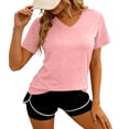 thumbnail image 3 of vdgthytj Workout Tops for Women Short Sleeve Quick Dry V-Neck T Shirt Loose Fitted Lightweight Summer Gym Athletic Basic Tops, 3 of 6