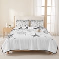 thumbnail image 3 of King Quilt Set 96''x106'', Grey Coastal Bedspread Coverlet with 2 Pillow Shams, Summer Eucalyptus Leaves Beach Ocean Starfish Nautical Breathable All Season Quilt Bedding for Bedroom/Guest Room, 3 of 9