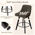 thumbnail image 4 of Betisef Swivel Bar Stools Set of 1, Counter Height Bar Stools with Back, Linen Fabric Upholstered Kitchen Island Stools, 360° Swivel, Rubberwood Legs, Thick Cushion Seat, for Dining Room Gray, 4 of 11