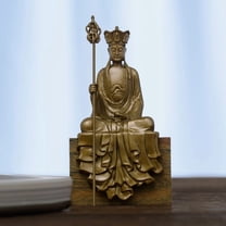 Handcrafted Ksitigarbha Buddha Statue Vintage Brass 3.31in Peace & Care Spiritual Gift for Meditation Corner