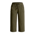 thumbnail image 4 of IUYRTFE Women's Corduroy Capri Pants with Drawstring Elastic Waist and Pockets Loose Fit Cropped Trousers for Summer and Fall Casual Wear, 4 of 8