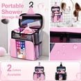 thumbnail image 2 of Mesh Shower Caddy Bag Quick Drying Hanging Shower Caddy Organizer for Dorm Room and Camping, Pink Travel Shower Caddy with Phone Pocket, 2 of 9