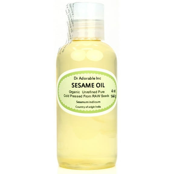 Dr Adorable - 4 oz - Sesame Seed Oil from RAW Seed - 100% Pure Unrefined Organic Cold Pressed