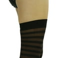 thumbnail image 5 of ToBeInStyle Womens Opaque Hoseiry Thin Striped Thigh High Stocking - Black w/  Brown Stripes - One Size, 5 of 5