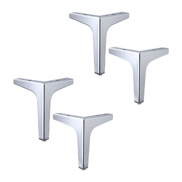 4 Pieces Household Sofa Couch Coffee Table Steel Leg Household Bathroom Kitchen Bathroom Modern Triangular Legs Furniture Accessories Hardware Silver 13cm