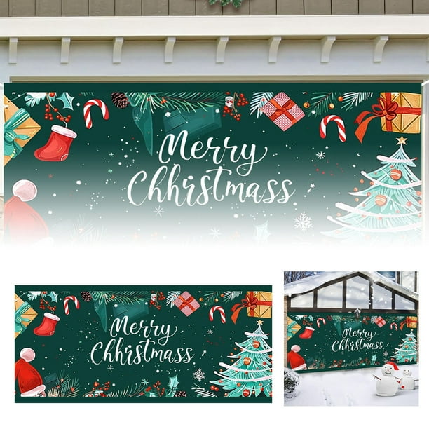 Crea Un Ambiente Alegre Con Nuestro Banner Navideño Para Garaje, Ideal Para Decorar Tu Garaje En Estas Fiestas.