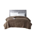 thumbnail image 3 of Serta 84" Polyester Tri-rib Fleece Fabric Heated Electric Blanket in Brown, 3 of 9