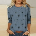 thumbnail image 2 of JTZGDY Fall Womens Tops 3/4 Sleeve Dressy Casual Floral Printed T-Shirts Loose Oversized Basic Crewneck Tunic Blouse Trendy Cotton Pullovers Gray M, 2 of 9
