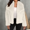 thumbnail image 2 of BXINGOHAI Women's Cropped Faux Fur Jacket Lapel Collar Long Sleeve Coats Soft Faux Fur Coat 2024 Winter Trendy Outwear Today Khaki,M, 2 of 4