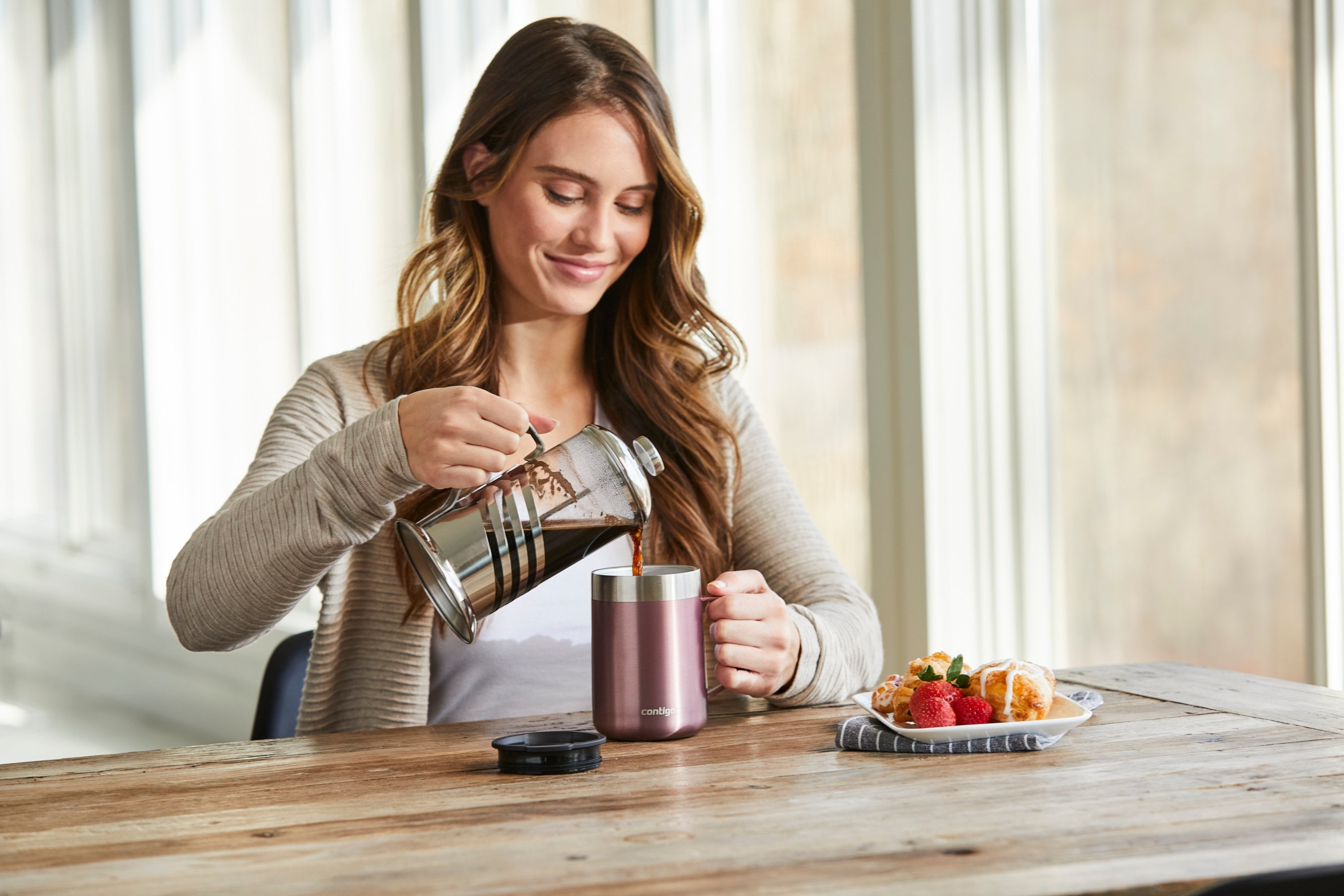 Thermal mug with ear Contigo Streeterville 420 ml - Grey Grey, BRANDS \  CONTIGO \ THERMAL MUGS BRANDS \ NEW COMPANY GIFTS \ OFFICE GADGETS \  THERMAL MUGS