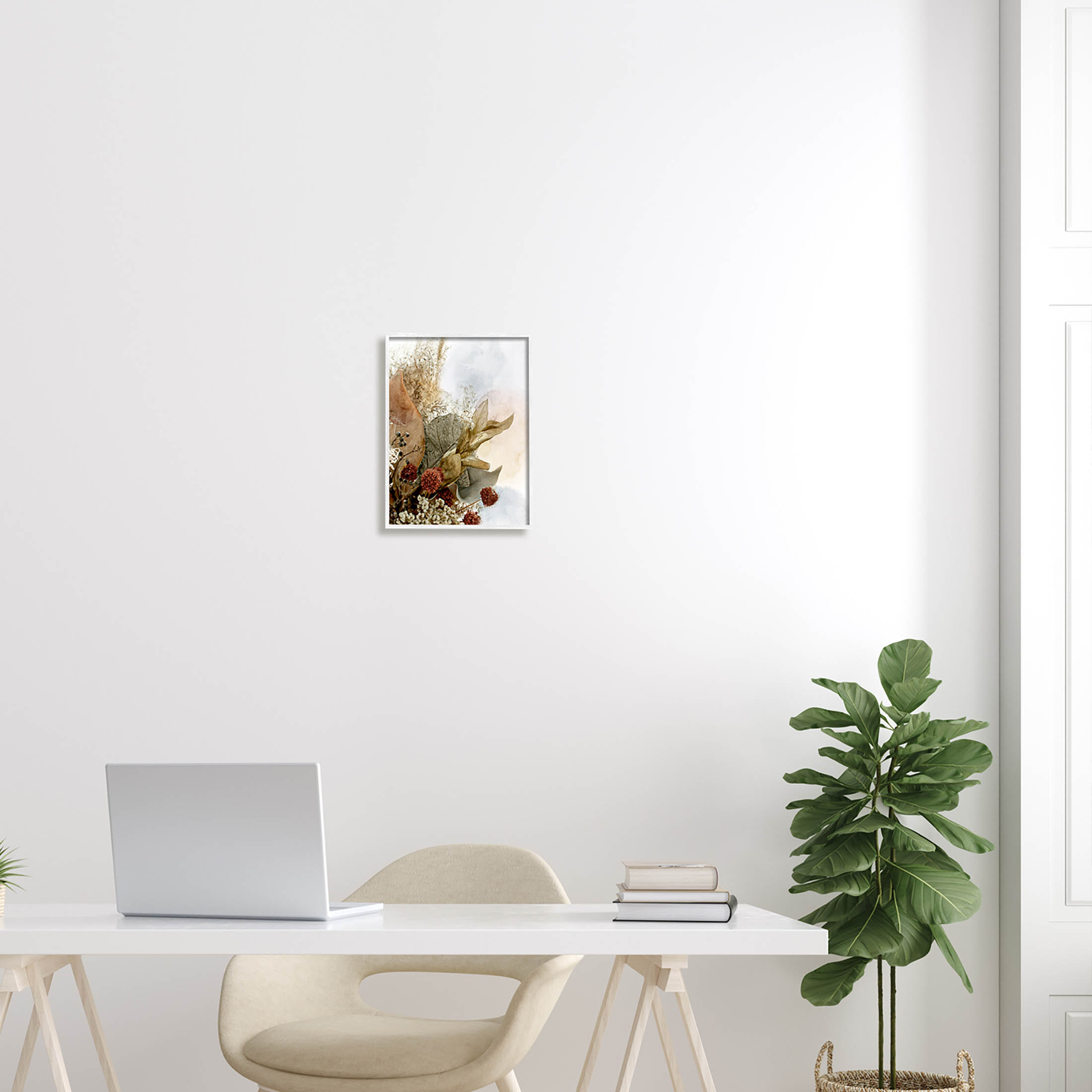 Vintage Herbal Arrangement Botanical & Floral Graphic Art White Framed Art Print Wall Art