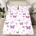 thumbnail image 2 of Homewish Purple Pink Butterflies 4-Piece Full Size Sheets for Female Men,Dreamy Princess Bed Sheets,Kawaii Cartoon Lightweight Sheet Sets,Lightweight Room Decor, 2 of 7