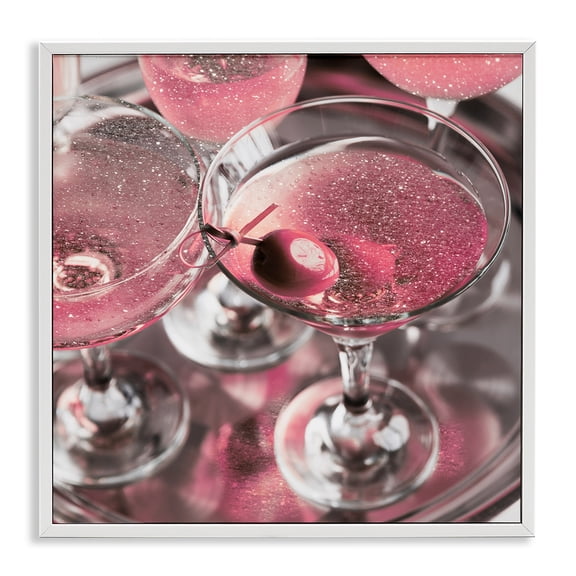 Stupell Industries Art Deco Pink Sparkle Martinis White Framed Giclee Art, 17 x 17, by Lil' Rue