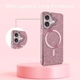 thumbnail image 2 of for iPhone 16 Bling Crystal Diamonds Rhinestone Bumper Cover, [Compatible with MagSafe] Glitter Sparkle Bling Luxury Shiny Cute TPU Cover Case for 16 KZ-Rose Gold, 2 of 6