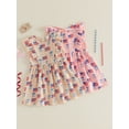 thumbnail image 3 of BemeyourBBs Toddler Baby Girls 4th of July Dress Outfit Patriot Independent Day Dress Summer Clothes Fly Sleeve American Flag Bow Print Casual Holiday Dress Baby Girls Fourth of July Clothes, 3 of 9