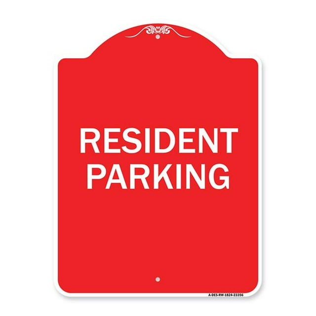 SignMission A-DES-RW-1824-23356 Panneau de Série Designer 18 x 24 Po - Panneau de Stationnement Résidentiel, Rouge & Blanc