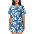 thumbnail image 1 of Fotbe Leaves And Flowers Conjunto de Pijama Estampado para Mujer, 2 Piezas, Ropa de Dormir con Camiseta de Manga Corta y Shorts Suaves-3X-Large, 1 of 6