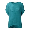 thumbnail image 5 of Crochet Coverups for Women Summer Cap Sleeve Hollow Out Casual Cruise Beach Vacation Tops Knit Pullover Sweater Turquoise M, 5 of 7