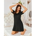 thumbnail image 5 of Ekouaer 2 Pack Womens V-Neck Nightgowns Soft Short Sleeve Sleepdress with Floral Print and Pockets, 5 of 7