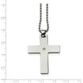 thumbnail image 3 of Stainless Steel 14k Accent with 2 pt. Diamond Cross Necklace 22in, 3 of 3