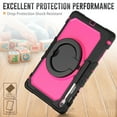 thumbnail image 5 of for Samsung Galaxy Tab S10 FE Plus 2025 Kids Case Heavy Duty Rugged Shockproof Silicone Hybrid Protective Case Cover Rotating Ring Stand Hand Grip+Pencil Holder+Screen Protector, Black+Rose, 5 of 6
