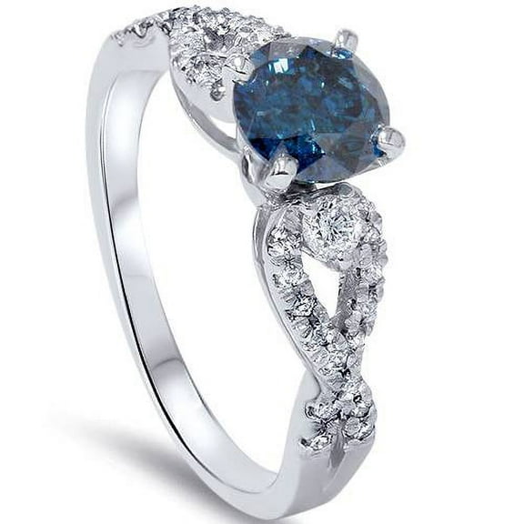 Pompeii 1 1/2ct Blue & White Diamond Infinity Engagement Ring 14K White Gold (G/H,I1)