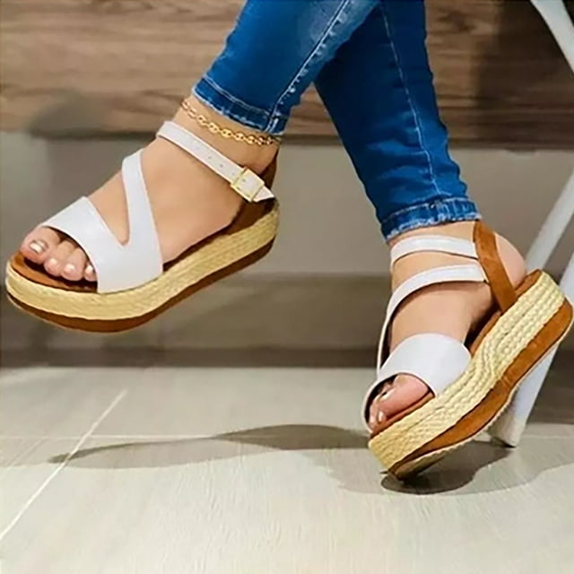 Novedades de verano, sandalias de gran tamaño con suela gruesa, zapatos de mujer con hebilla hueca Wmkox8yii shjk3318