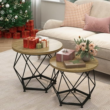 Small coffee table set of 2, modern round coffee table