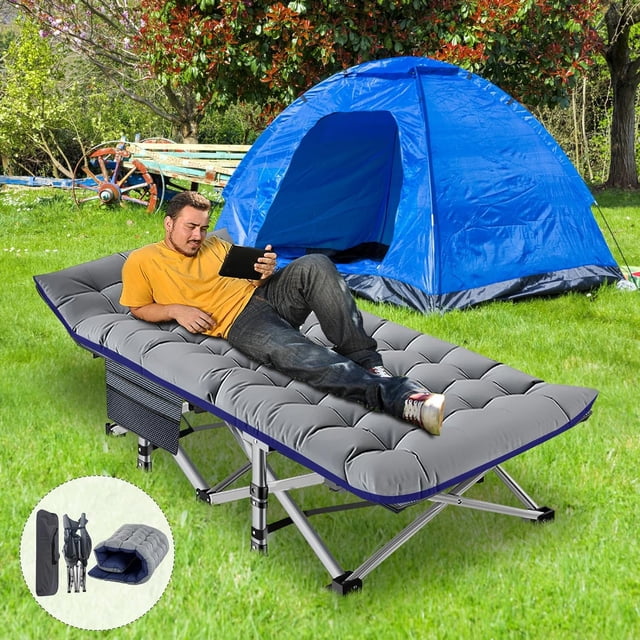 ABORON Folding Camping Cot for Adults & Kids, Folding Guest Bed Cots,Sleeping Cot Folding Bed with 2 Sided Mattress & Carry Bag