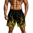 thumbnail image 2 of Shorts Men Casual Men Shorts Casual Men's Casual Homewear Flame Printing Funny Printed Trousers Beach Sports Shorts Fast-Drying Trousers Yellow XXL, 2 of 9