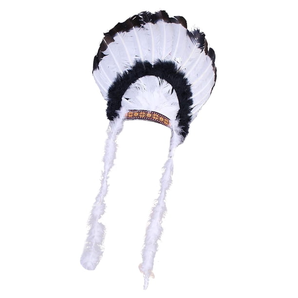 Tocado de plumas, accesorios para fotos, banda para el cabello, decoración, sombrero de jefe indio americano para Estilo B