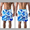 thumbnail image 3 of luoweisi Men's Beach Shorts Quick Dry Swim Trunks with Mesh Lining Blue and White Geometry M, 3 of 5