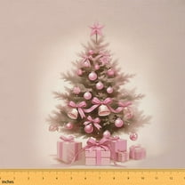 Castle Fairy Christmas Tree Girl Fabric by the Yard 5 Yards,Pink Bow Fabric for Sewing,Festival Xmas Home Decor Fabric by the Yard,Luxury Bedroom Decor