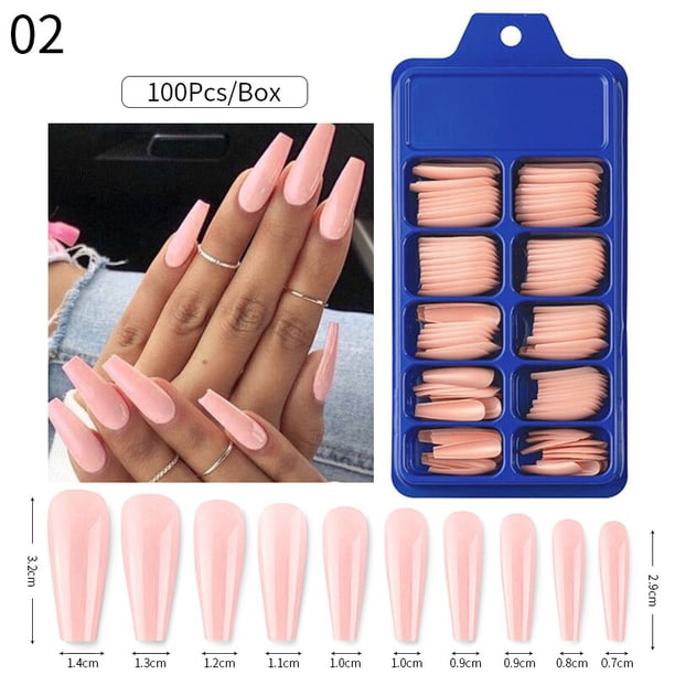 100 unids/caja de uñas postizas naturales, blanco claro, extensión de cobertura completa, puntas de uñas postizas, pegatina completa de gota de agua en forma de T para uñas Tan Jianjun unisex
