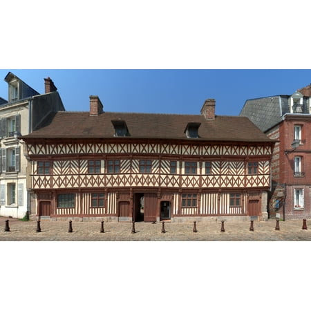 Facade Of The La Maison Henri Iv Saint Valery En Caux Seine Maritime Facade Of The La Maison Henri Iv Saint Valery En Caux Seine Maritime Haute Normandy France Stretched Canvas Panoramic Images 36 X 12