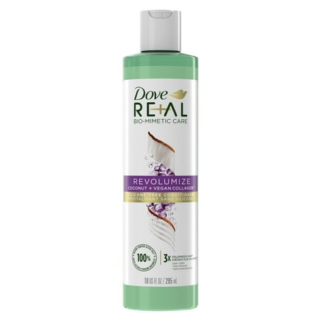 Dove Real Bio-Mimetic Care Daily Conditioner with Vegan Collagen, Coconut, 10 fl oz