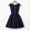 thumbnail image 5 of mgoYE Easter Little Girl Dress Girls' School Uniform Dress V-Neck Jumper Dress Pull-on Skirt Stretchy Flared Overall Dress(Navy,7-8 Years), 5 of 9