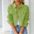 thumbnail image 3 of Baberdicy Lady Jacket Women's Basic Solid Color Button Down Denim Jacket Crop Jacket Coat Denim Coat Green, 3 of 6
