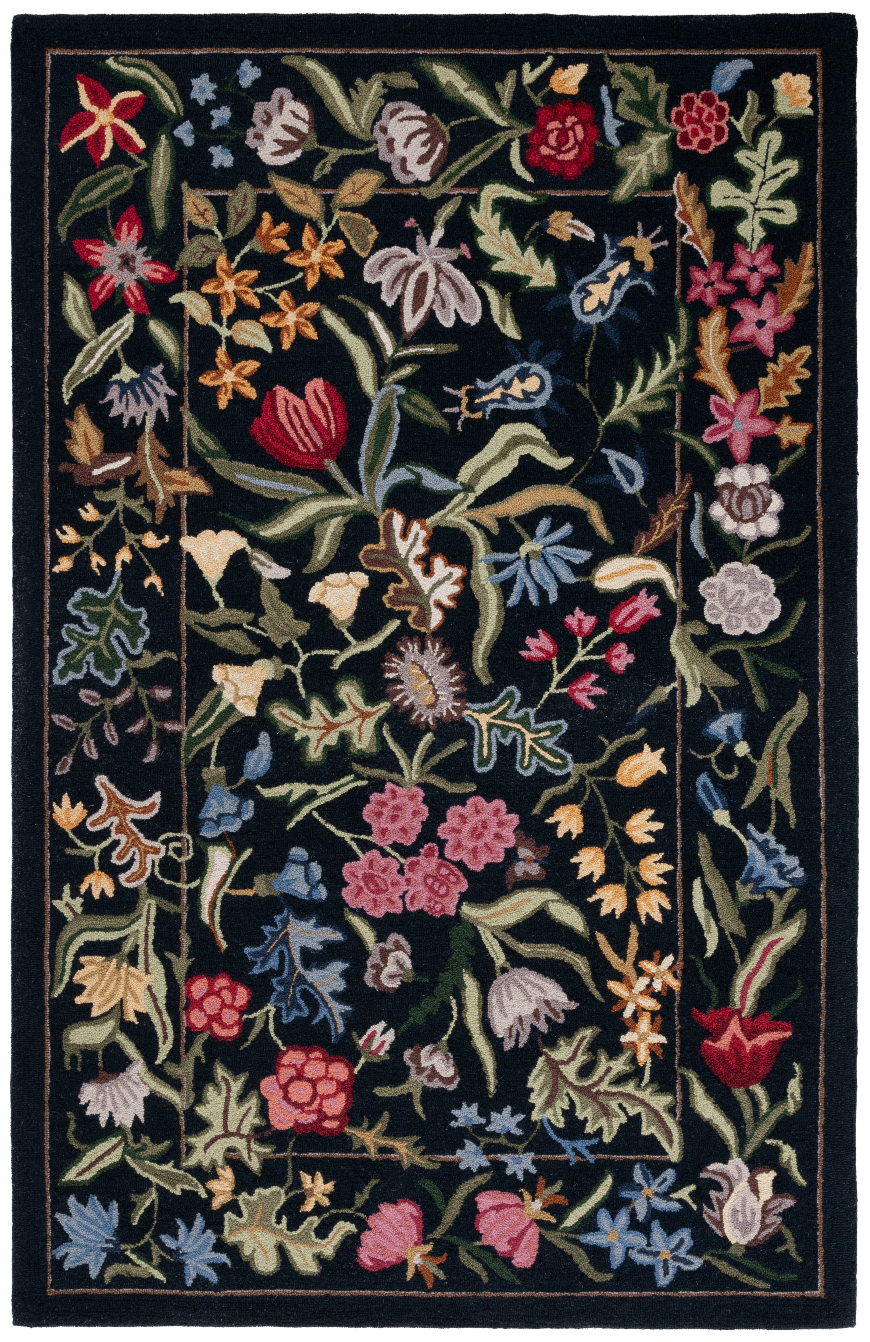 Safavieh Chelsea Mabelle Floral Wool Area Rug, Black/Pink, 2' x 3'