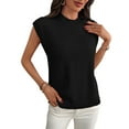 thumbnail image 3 of Women'S Crew Neck Sleeveless Sweater Vest Casual Cap Sleeve Knit Pullover Tank Tops Black L, 3 of 9