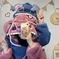 thumbnail image 3 of Disney-Pijama con capucha para mujer, conjunto de ropa de dormir de felpa cálida, con diseño de Ángel de puntada Y2k, de lana de Coral Kawaii, para el hogar, para invierno, 3 of 4
