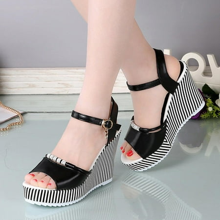 

YTJX Fashion Womens Casual Shoes Breathable Wedges Thick Soled Outdoor Leisure Sandals
