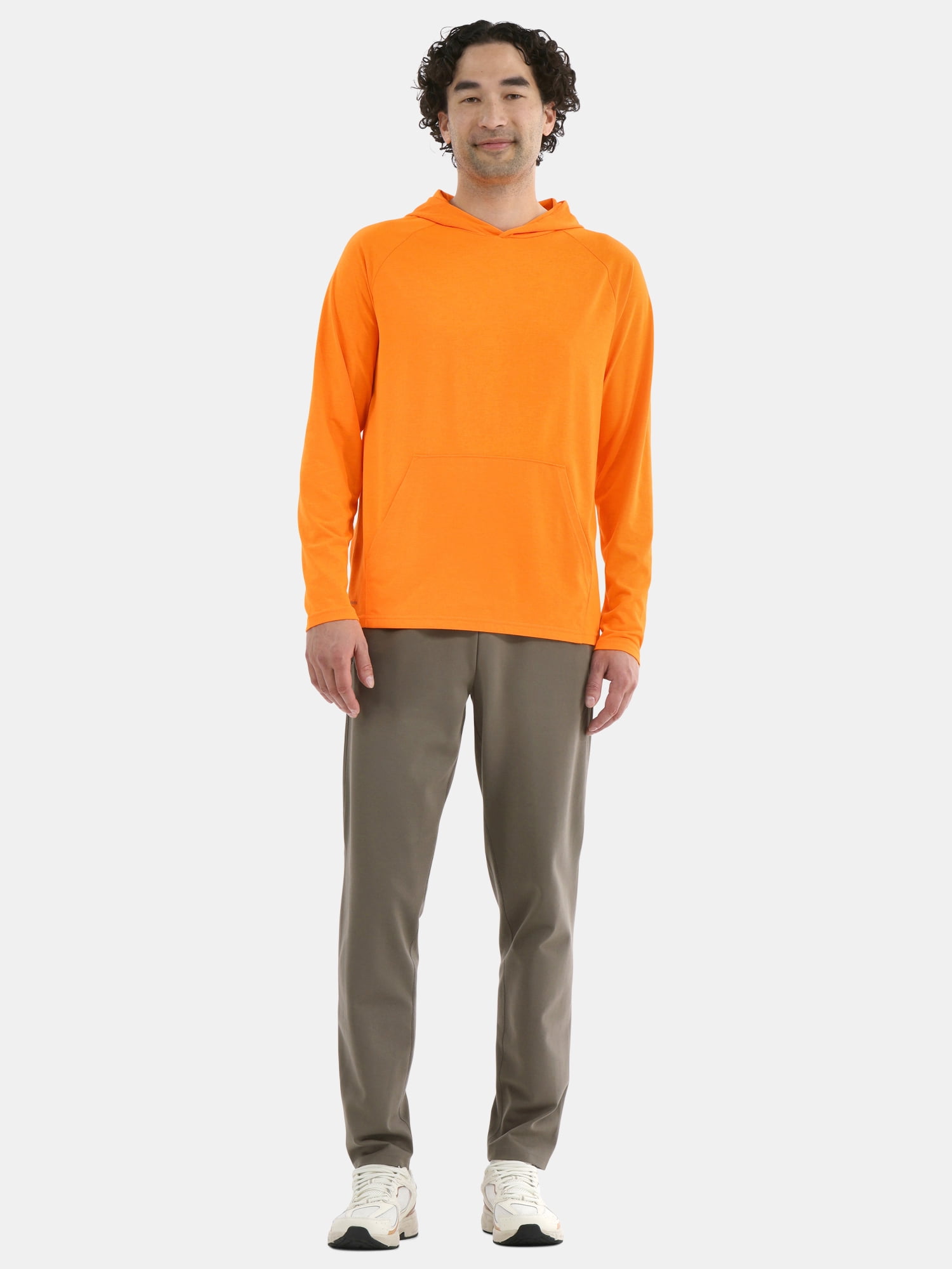 Athletic Works Men's Tri Blend Long Sleeve T-Shirt Hoodie, Sizes S-3XL
